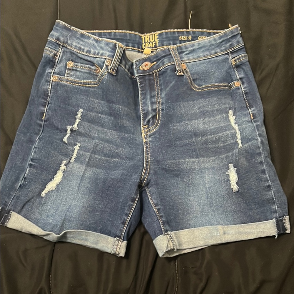 True Craft Blue Jean Shorts Distressed Style